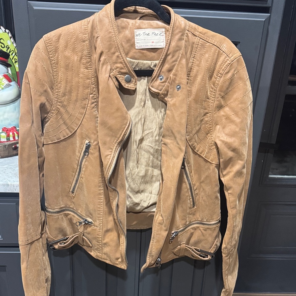 We The Free Camel Leather Jacket
